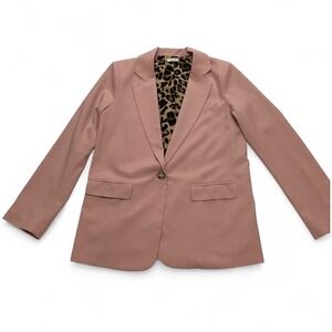 Women's Dusty Rose Blazer with Leopard Lining